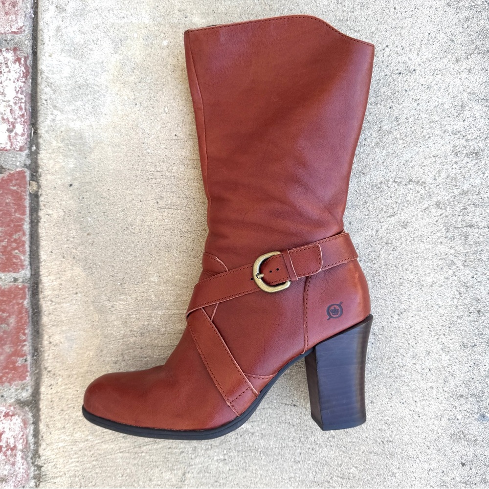 BORN NURI boots harness booties vintage rust leather heeled brown women’s 8.5 - Picture 12 of 12